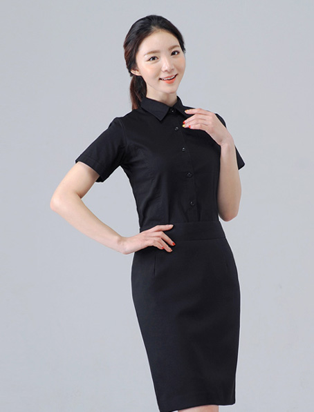 重慶定做女款短袖襯衫,黑色